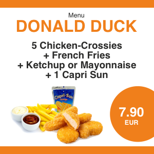 Kinder Spiel & Spaß Fabrik Menu Donald Duck